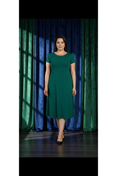 Nidya Moda Kadın Yeşil Taş Aksesuarlı Abiye Elbise 4088Y