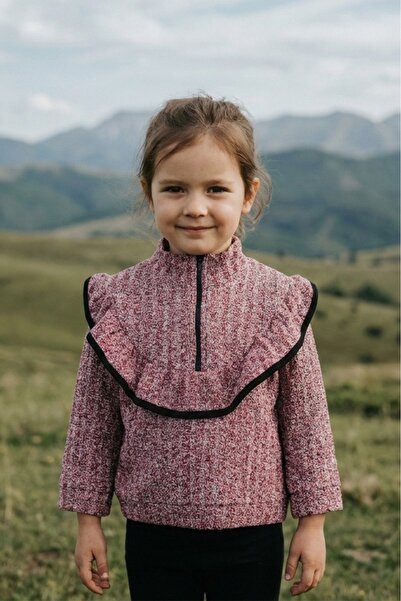 LUESS Бордо блуза за момиче - с волани и цип (2-3 години, 8-9 години)