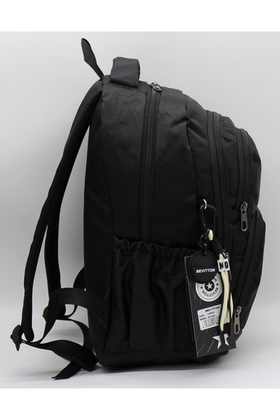 Bevitton 34600 Black Water Resistant Fabric School Bag Unisex School Backpack