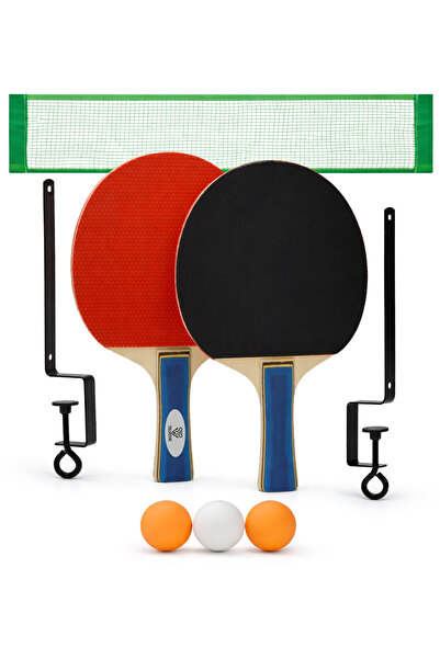 Telvesse مجموعة مضارب تنس الطاولة مكونة من 7 قطع، مجموعة شبكة كرات التنس، مجموعة للمبتدئين TTR800