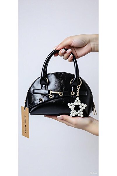 ÇANTA Kompakt Şıklığın Adı: Jolie Black Çanta, İnci Charm Hediyeli!
