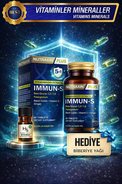 Nutraxin Immun-S Bağışıklık Desteği Gıda Takviyesi 60 Adet Tablet + Hediye Bi...