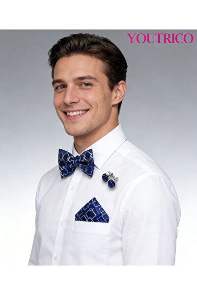 Youtrico ربطة عنق بدلة، منديل، أزرار أكمام - صناعة يدوية فاخرة، 3 قطع