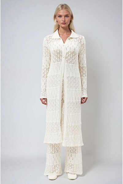 Lijuri طقم سترة طويلة إكرو بريدجيت حياكة دانتيل 9881