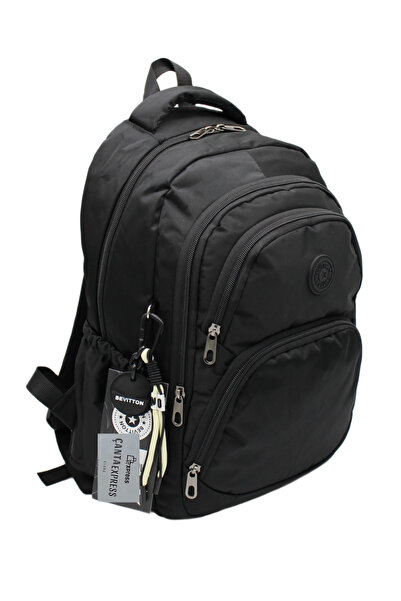 Bevitton 34600 Чорний водонепроникний тканинний шкільний рюкзак унісекс шкіль...