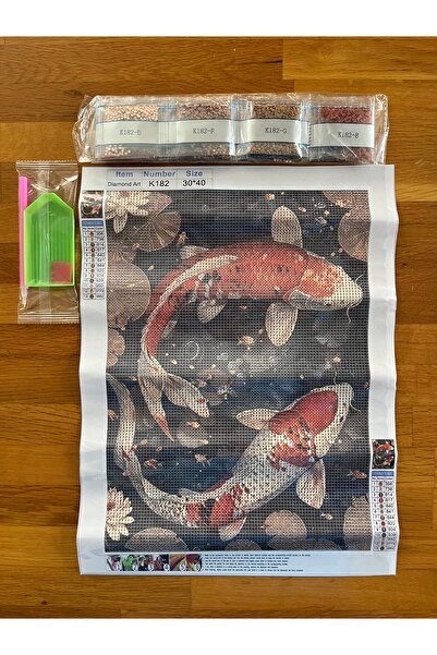 coquette butik Koi Balığı Elmas Boyama Tablosu Diamond Painting Mozaik Set DIY Kendin Yap
