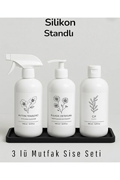 Dem Home Şişe Seti Ve Silikon Stand - Bulaşık Deterjanı-Mutfak Temizleyici-Ci...