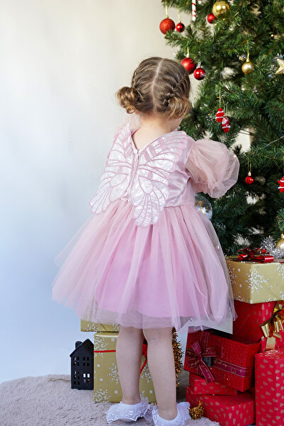 ALYRA Bebeluş Fetiţă Copil Mânecă lungă cu aripi Petrecere de aniversare Nuntă Ocazie specială Tulle Tutu Rochie de prinţesă căptuşită