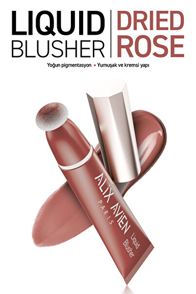 Alix Avien Yoğun Pigmentli E Vitaminli Mat Bitişli Kremsi Likit Allık - Liquid Blusher 06 Dried Rose