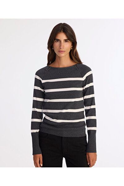 Yargıcı سترة عادية ذات ياقة قارب وأكمام طويلة