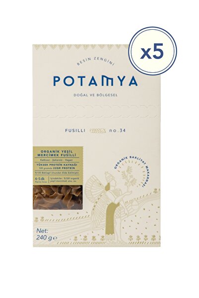 POTAMYA Organik Glutensiz Yeşil Mercimek Fusulli x5