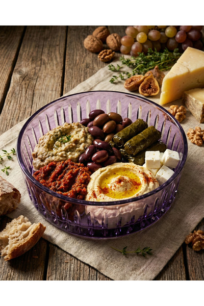 Akden Kristal Crystal Cutting Decor Handworked Colorful Glass Bowl