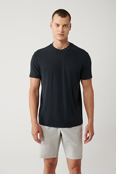 Avva Erkek Antrasit Bisiklet Yaka Baskılı Soft Touch Regular Fit T-Shirt A41Y1032