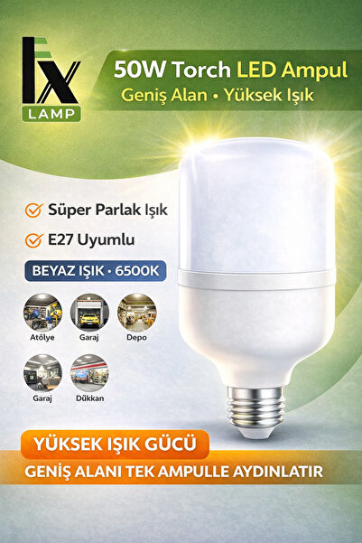 Ferled FX 50W Torch LED Ampul | Süper Parlak Beyaz Işık 6500K | Geniş Alan Aydınlatma