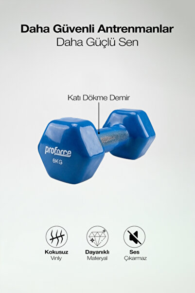 Proforce Vdb Dışı Vinil Kaplı İçi Çelik Döküm Ağırlık Tek Adet Dambıl 6 Kg