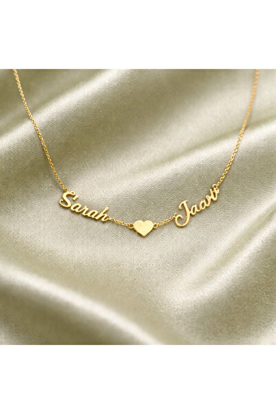 Soleildor 2 İsim 1 Kalp Gümüş Kolye