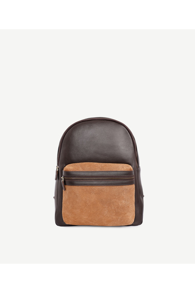 Yargıcı حقيبة ظهر جلدية بتفاصيل جيب مطبوعة