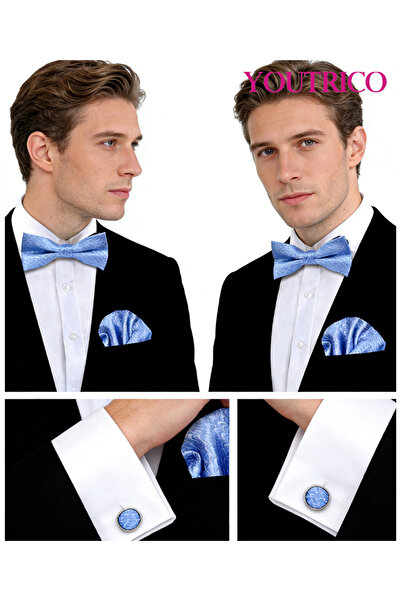 Youtrico ربطة عنق بدلة، منديل، أزرار أكمام - صناعة يدوية فاخرة، 3 قطع