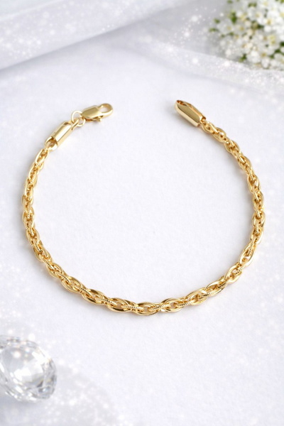 DEMOKAN Kadın Bileklik Kararmaz 14k Altın Renk Vip Seri İthal İnce Geçme Zinc...