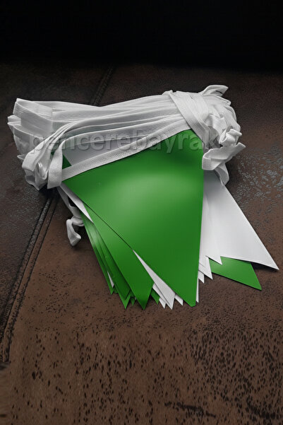 Pencere Bayrak Ipe Dizili Bayrak Üçgen Flama Yeşil Beyaz