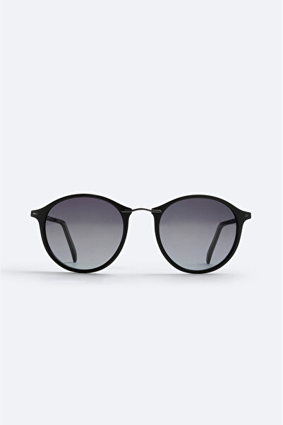 Avva Men's Black Round Polarized Sunglasses A41Y8803