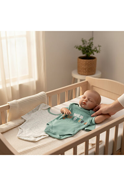 N@zence Wild Explorer Mint Green 2-Piece Long Sleeve Baby Bodysuit Set