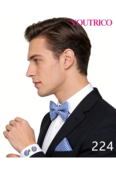 Youtrico ربطة عنق بدلة، منديل، أزرار أكمام - صناعة يدوية فاخرة، 3 قطع