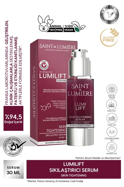 SAINT DE LUMIERE LUMILIFT Gözenek, Siyah Nokta ve Yaşlanma Karşıtı, Dolgunlaştırıcı Serum 30 ml