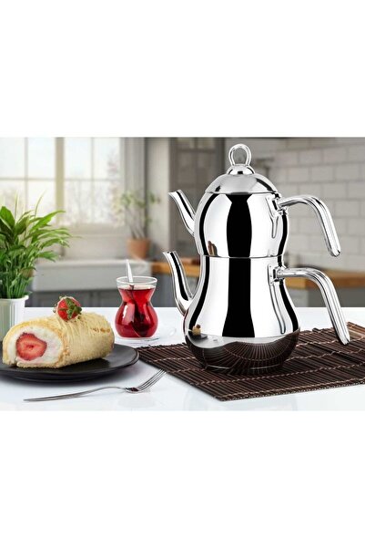 Lines Yonca Şahmeran Medium Size No 3 Steel Teapot Metal Handle