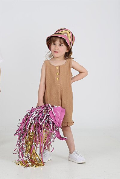 LUESS Girl's Black Floral Button Detailed Textured Jumpsuit (2-3 Years Old 8-...