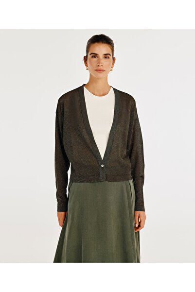 Yargıcı سترة كارديجان مريحة بفتحة رقبة عميقة على شكل حرف V