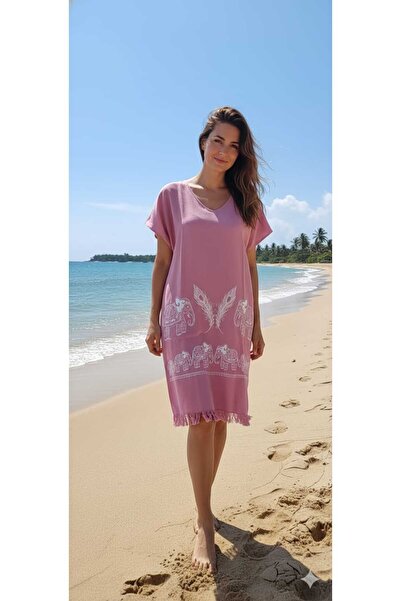 Nevin Acar Φόρεμα παραλίας Peshtemal από μπαμπού με μισό μανίκι