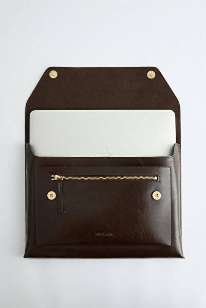 LUTVELIZADE Geantă 2534 - Geantă de damă Multi-Compartment Clutch Bitter Brown