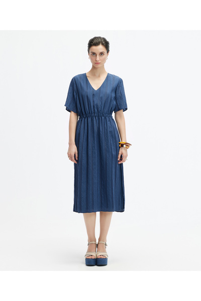 Yargıcı V-Neck Short Sleeve Midi Dress