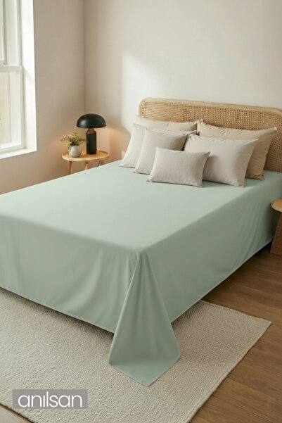 Anılsan Camelia Single Flat Ranforce Non-Elastic Sheet - Mint Green 100% Cotton