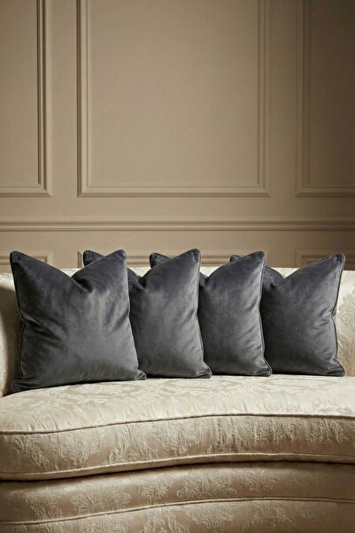 Mobpazar 4 Adet Kırlent Kılıfı Soho Antrasit Renk 43x43 cm 4 Adet