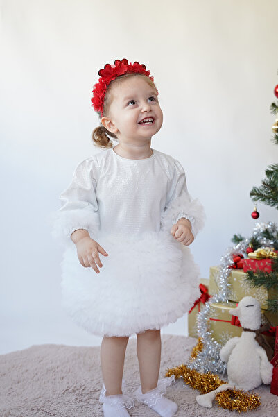 ALYRA Kız Bebek Çocuk Elbise Uzun Kollu Tüllü Tütü Özel Gün Parti Doğum Günü ...