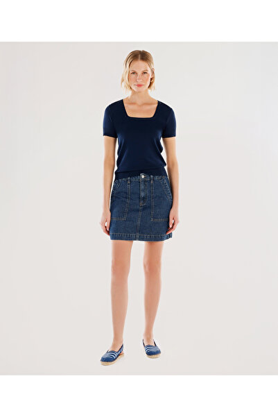 Yargıcı Short Denim Skirt with Pocket Detail
