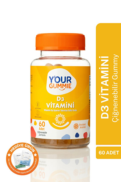 Y'our Gummie D3 Vitamin Çiğnenebilir Vitamin 60 Adet D3 Vitamini (kolekalsife...