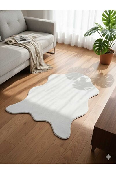ALTUN CARPET modern kar beyaz post pelüş kurk kaymaz halı ev tekstil