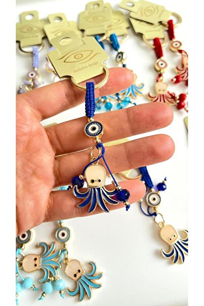 Cassime Navy Blue Octopus Gold Plated Evil Eye Keychain
