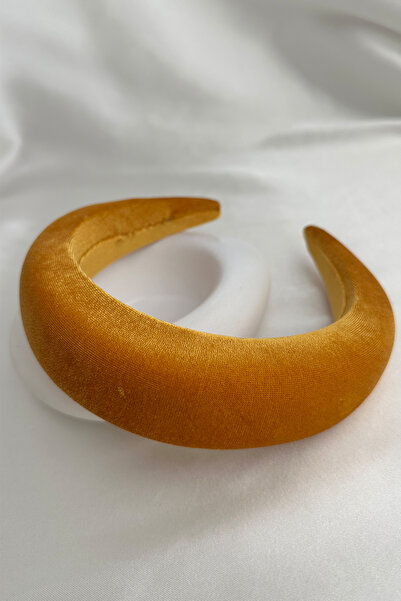 Modex Coroană din catifea plată, galbenă muștară