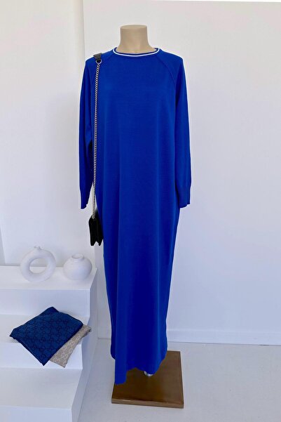 Ka Hijab Реглан Мерсеризе Елбісе - Сакс Маві