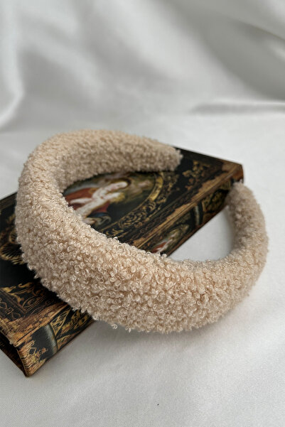 Modex تاج مخملي ذو تفاصيل مجعدة بلون كريمي