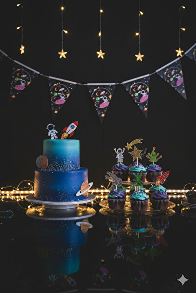 Uzay Astronot Temalı Flama 2 Metre 10 Bayrak