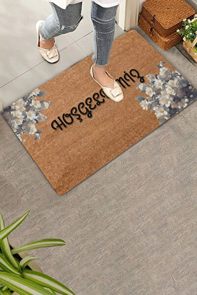 Valerine Life White Broadcloth Flowers Welcome Πατάκι μπροστινής πόρτας 45x70cm