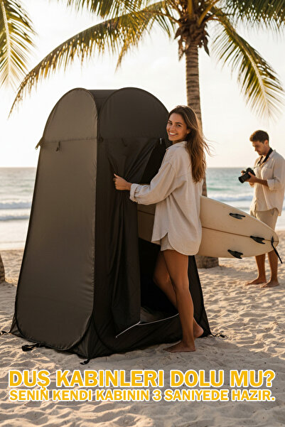 EFSANE KAMP - Büyük Duş WC Soyunma Çadırı - Otomatik - 150x150x190cm - Siyah