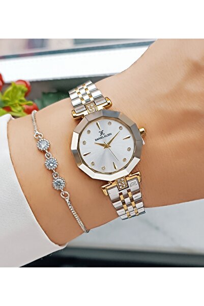 Daniel Klein Orjinal 2 Yıl Garantili Kesme Cam Altın Renk Çelik Kordonlu Kadı...