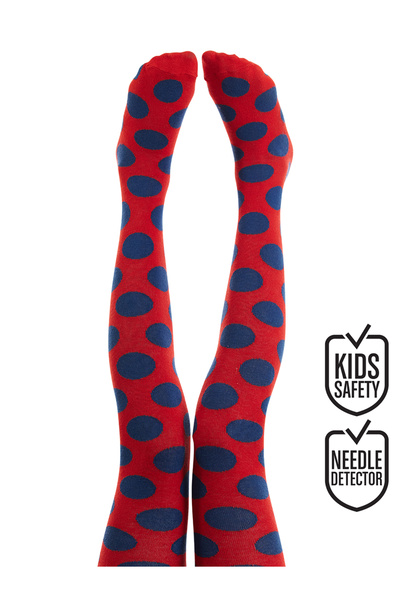 Denokids Пунтирани момичешки червени чорапи с панталонки