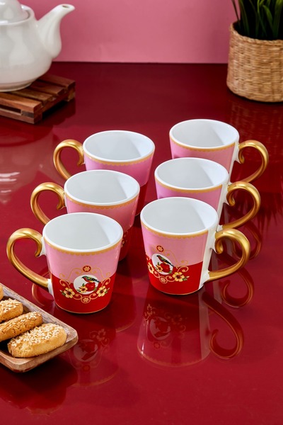 Carmen Soft 6 Kişilik Lüks Soho Pink Bird Kupa Seti